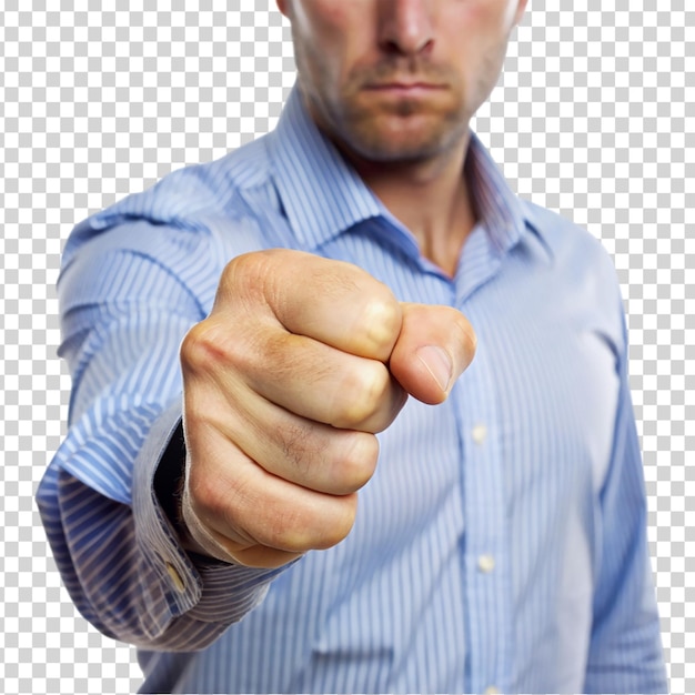 A man giving a thumbs up sign on transparent background