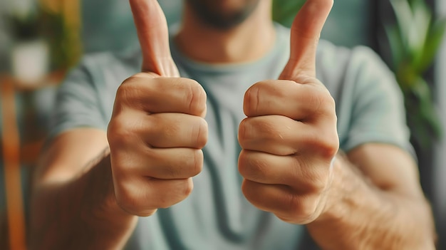 Photo a man giving thumbs up with his thumbs up