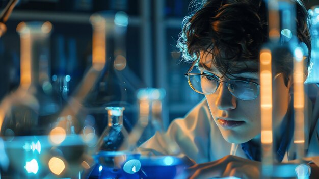 Man in Glasses Examining Blue Vase