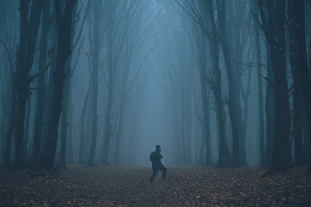 Man got lost in a spooky foggy forest