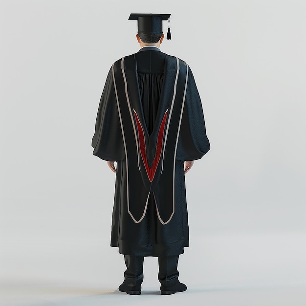 Photo a man in a graduation cap stands in front of a white background