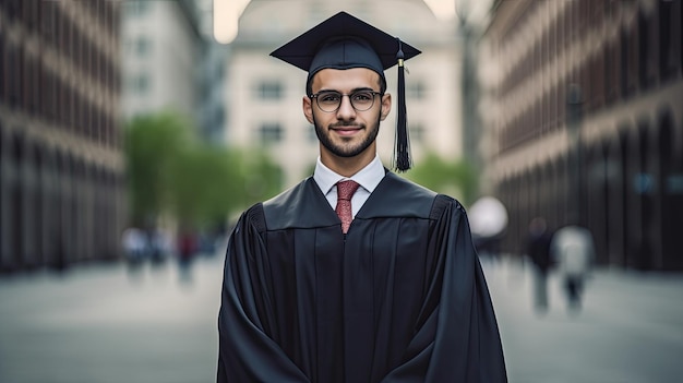 a man in a graduation gown