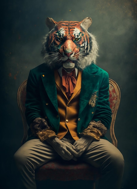 A man in a green jacket and a tiger mask