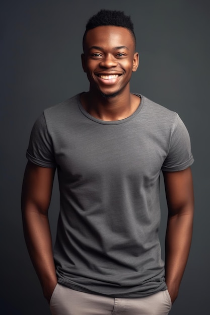 A man in a grey shirt and a hat smiles at the camera.