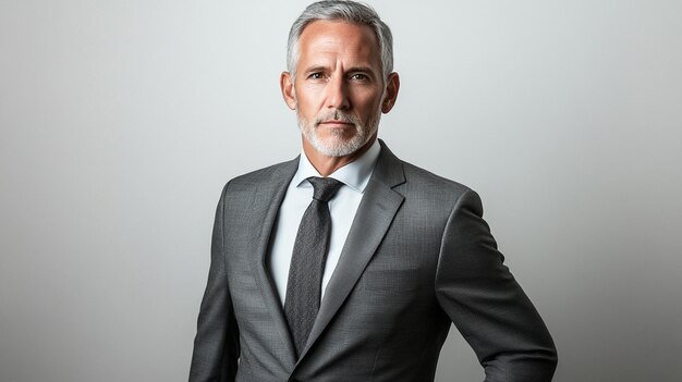 Photo a man in a grey suit with a white beard