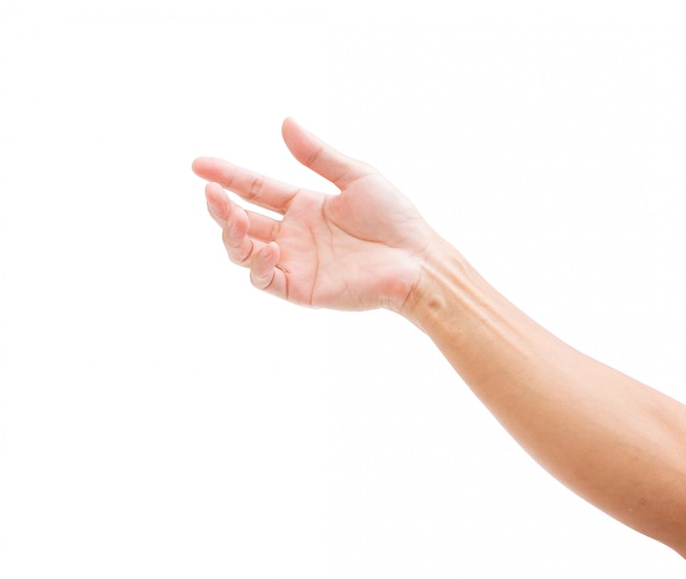 Man hand isolated on white background.