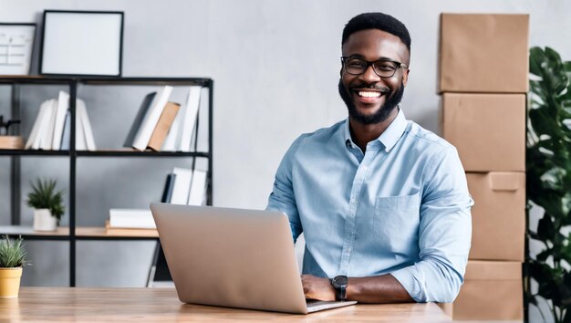 man happy with his job