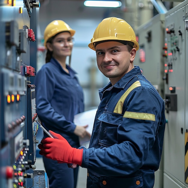 a man in a hard hat and a blue jacket with the number 1 on it