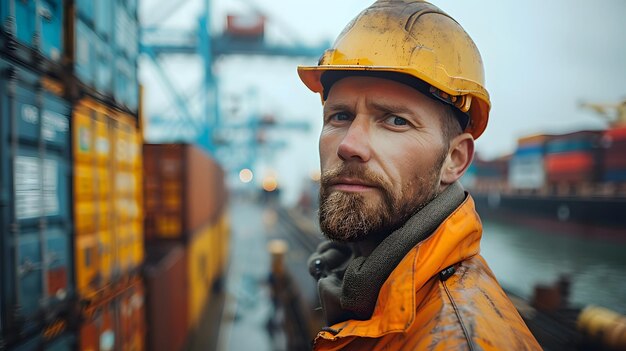 Man in Hard Hat and Orange Jacket Generative AI