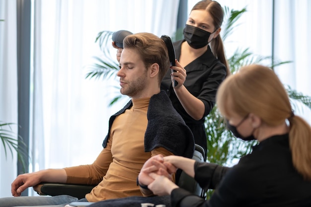 Man having beauty procedures at the beauty salon