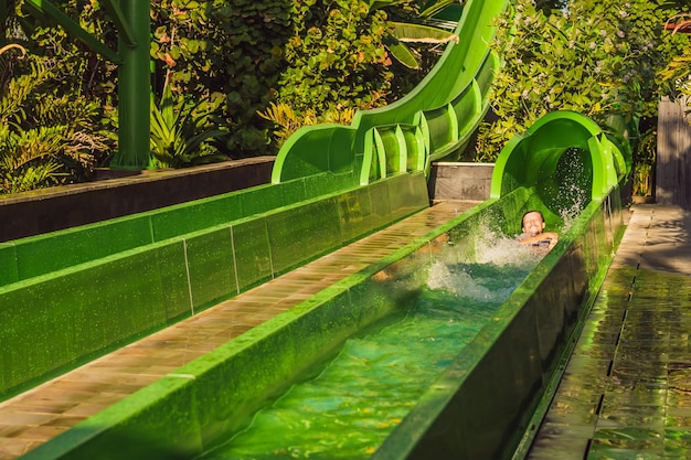 Man having fun at the water park