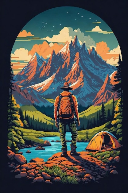 Man hiking in the mountain