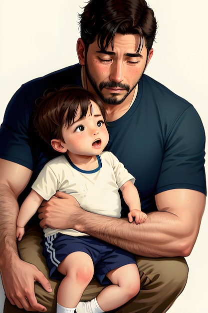 A man holding a baby and a man holding him.