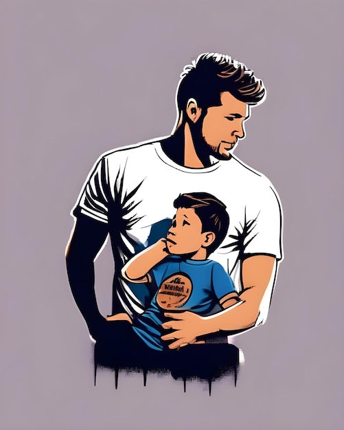 a man holding a baby with a shirt that says dad