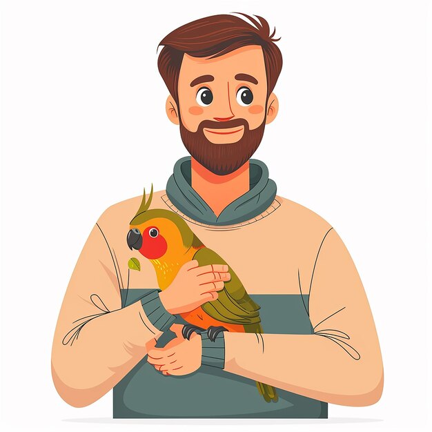 Photo a man holding a bird that has a big beak on it