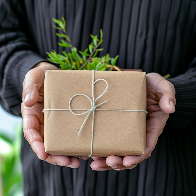 Photo a man holding a box that says  tree  in his hands