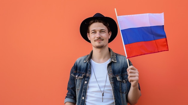 Man Holding Flag of Netherlands