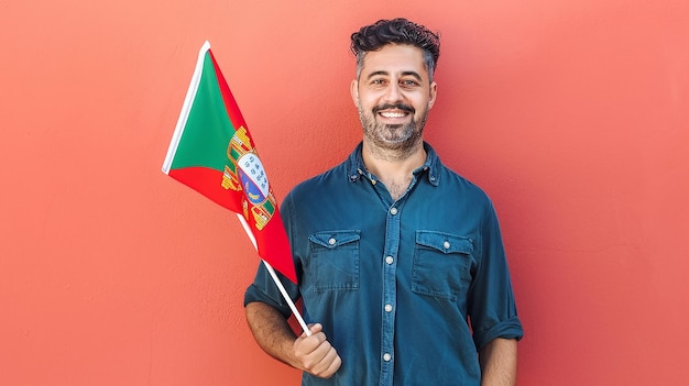 Man Holding Flag of Portugal