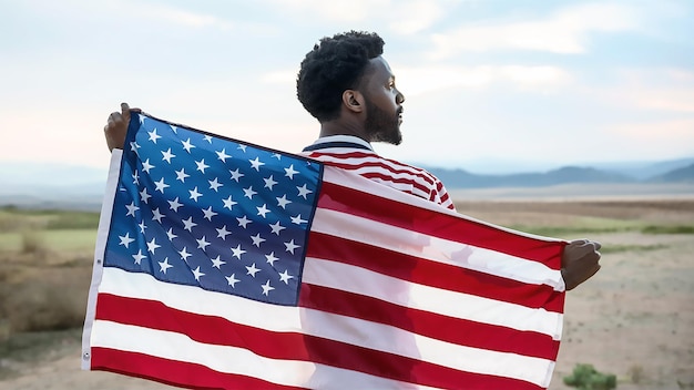 a man holding a flag that says quot usa quot on it