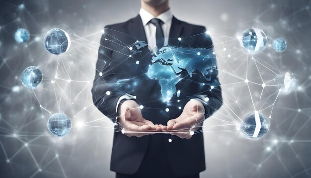 a man holding a globe with the word airplane on it