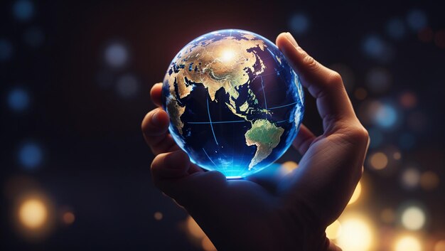 a man holding a globe with the world in his hands