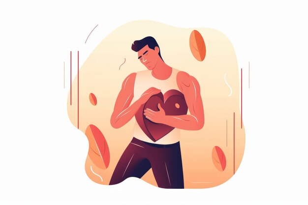 Man holding on to his heart during a heart attack An illustration depicting cardiovascular disease and healthcare