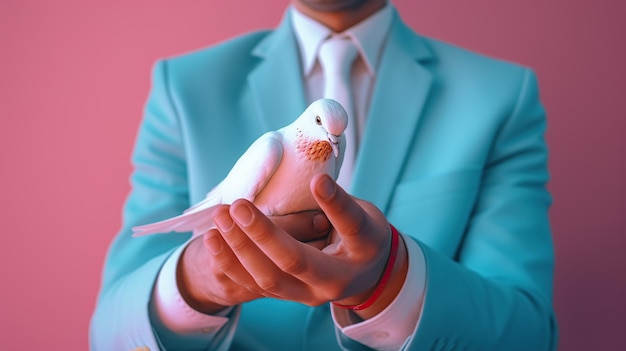 man holding pigeon