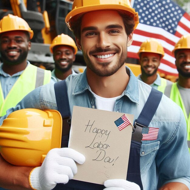 Photo a man holding a sign that says happy day happy day