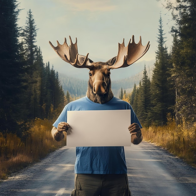 Photo a man holding a sign that says moose on it