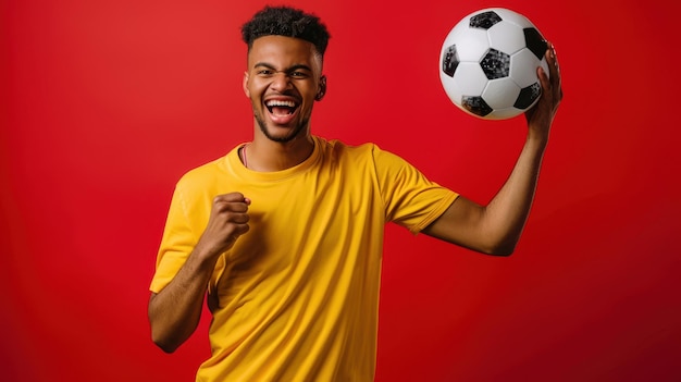 The man holding a soccer ball