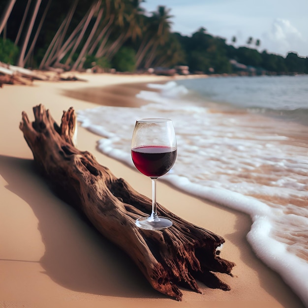 Photo man holding wine glass in the nature