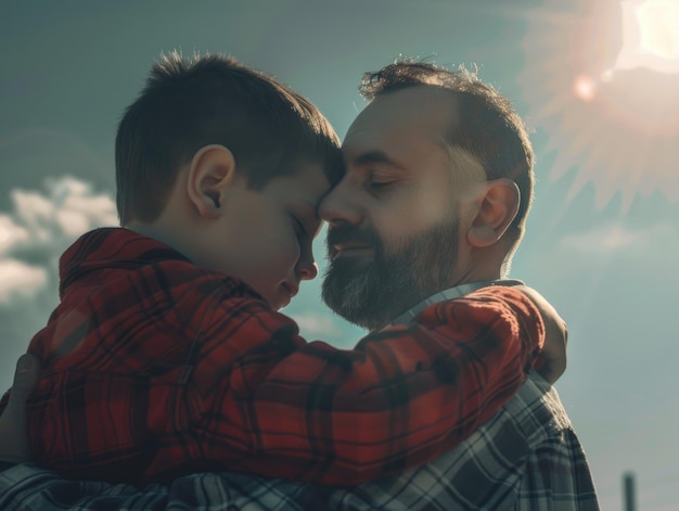 Man holding a young boy