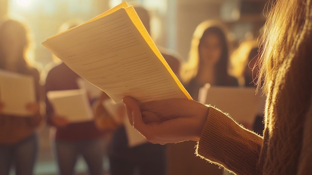 Photo a man holds a book with a yellow band around his arm