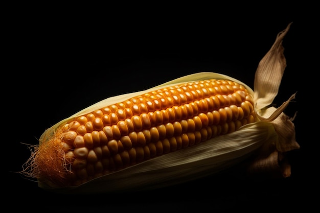 A man holds a piece of corn in his hand.