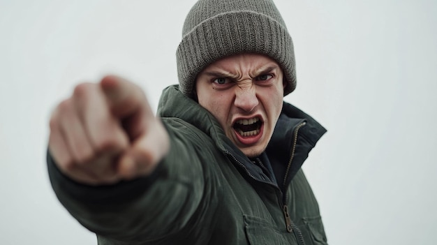 Photo man intense argument with aggressive gestures