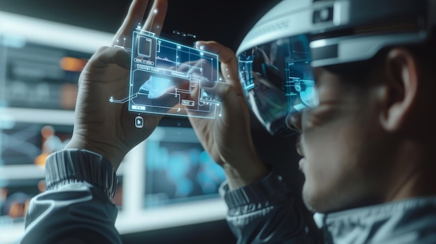 Man Interacting with Virtual Reality Interface