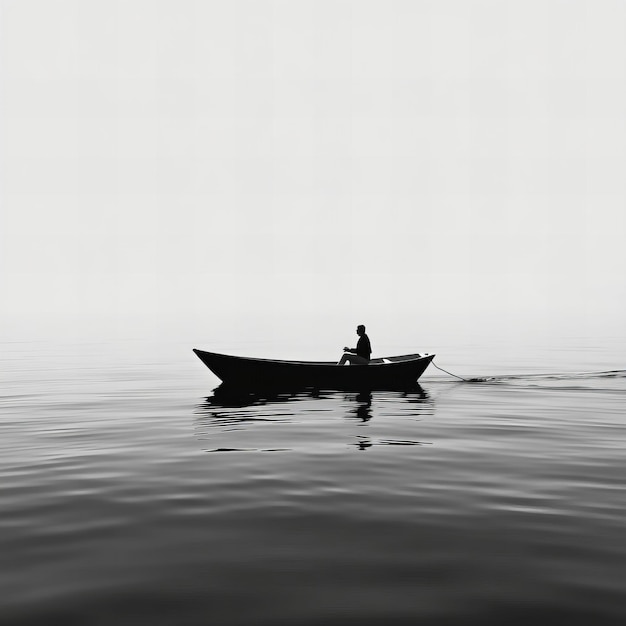 Photo a man is on a boat in the water and is in the water