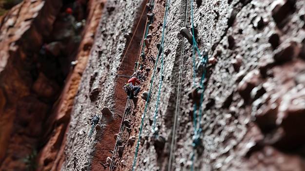 Photo a man is climbing a wall with a rope that says  x  on it