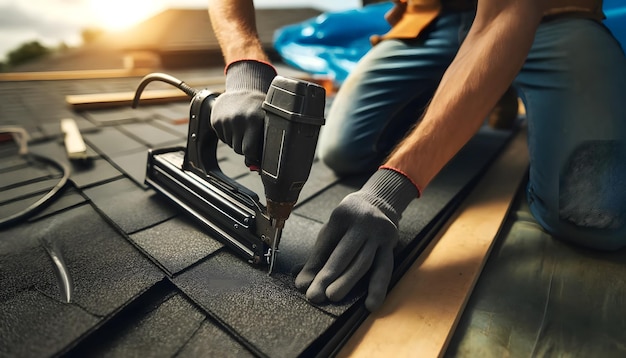 a man is cutting a piece of wood with a hammer