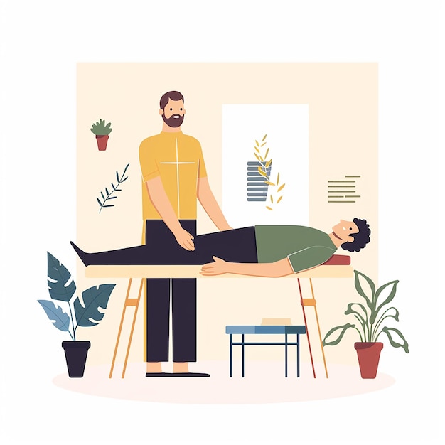 Photo a man is doing a massage with a man laying on a chair