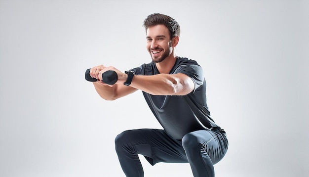 Photo a man is doing push ups with an exercise ball