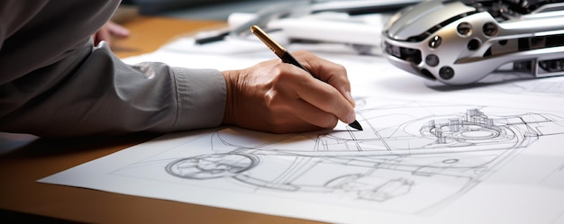 a man is drawing a design on a paper