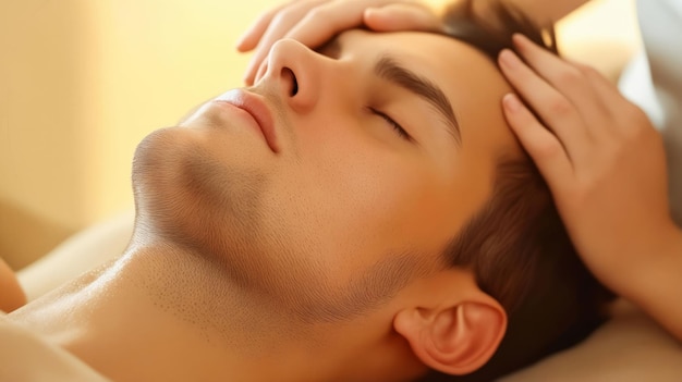 Photo a man is getting a massage in a spa