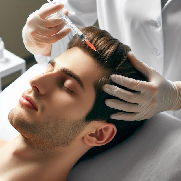 a man is getting a treatment with a stethoscope