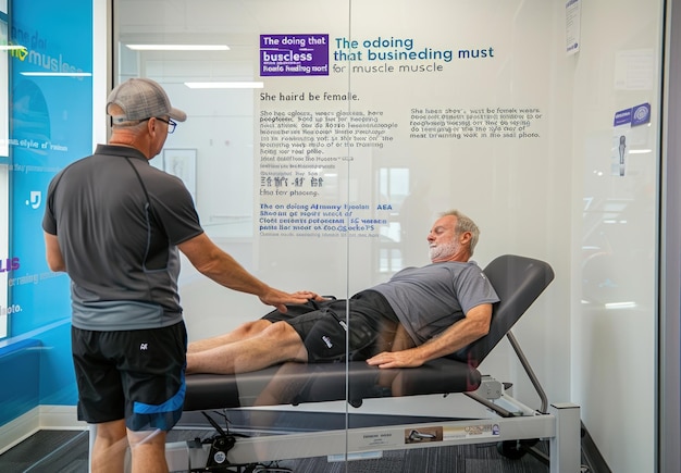 Photo a man is helping a man on a massage table