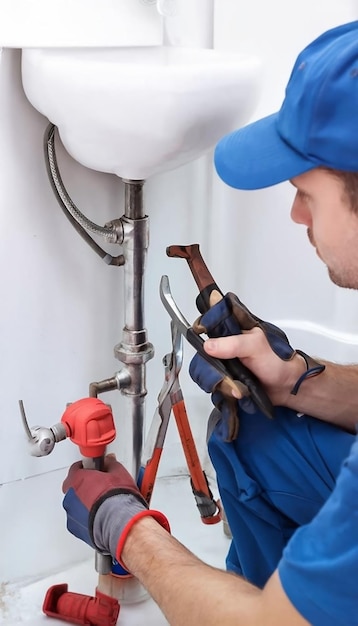 a man is holding a gun and a gun that is under a sink