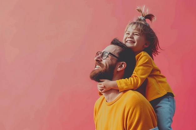 a man is holding a little girl on his shoulders