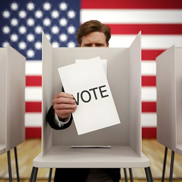 Photo a man is holding a piece of paper that says vote