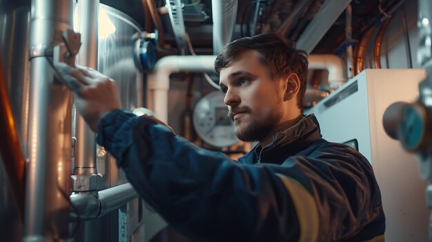 a man is holding a pipe with the word quot on it