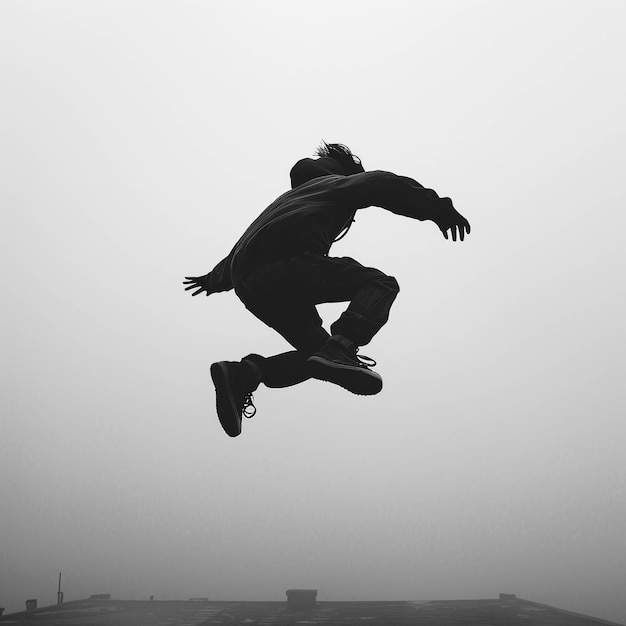 Photo a man is jumping in the air on a skateboard